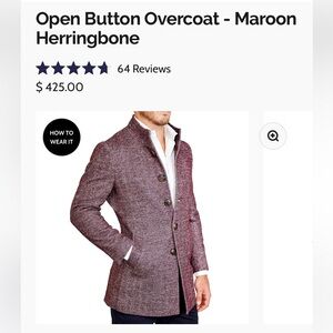 (NEW w/o tags) State & Liberty - maroon herringbone overcoat - size Large